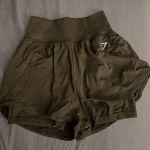 Gymshark running shorts cotton loose fabric with spandex underneath for support